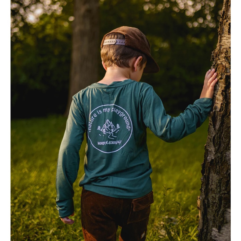 Hunter green bamboo nature is my playground, keep the little wild, 12-24 months